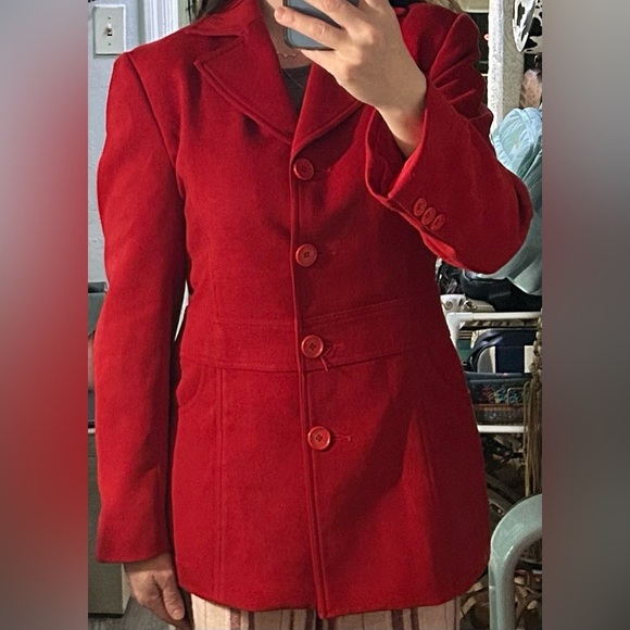LUDIA Brand Red Button Down Blazer Vintage 80s 90s Suede Lined See Measurements - Picture 15 of 15